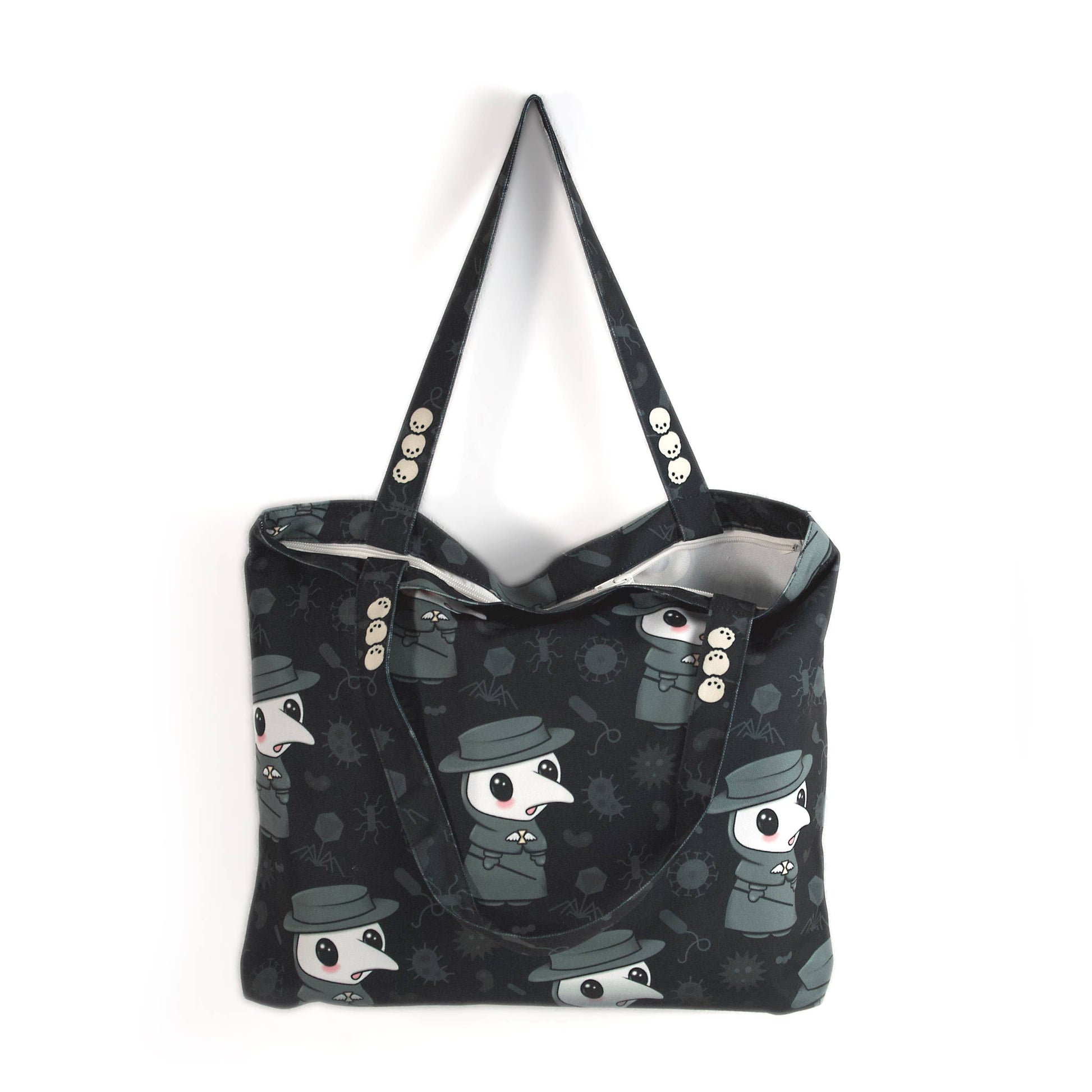 Plague Doctor Tote Bag - Zippered Pocket - Washable - Mellow Monkey