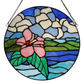 Jamie Blue Tropical Hibiscus Stained Glass Window Pane - 12-in - Mellow Monkey