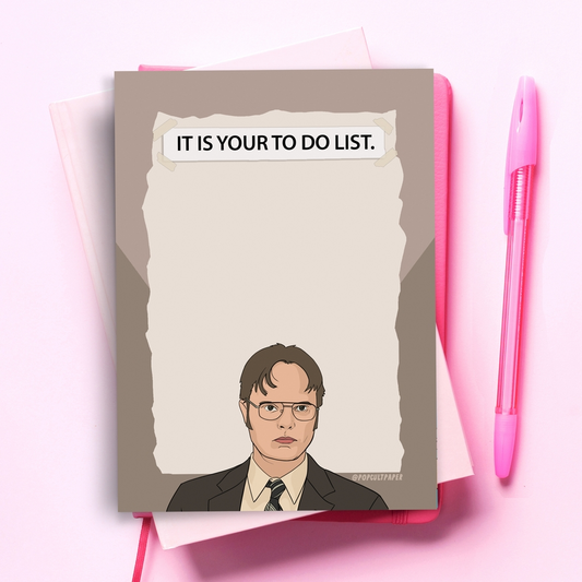 The Office Dwight Funny To Do List - 50 Sheet Notepad - 5x7 - Mellow Monkey