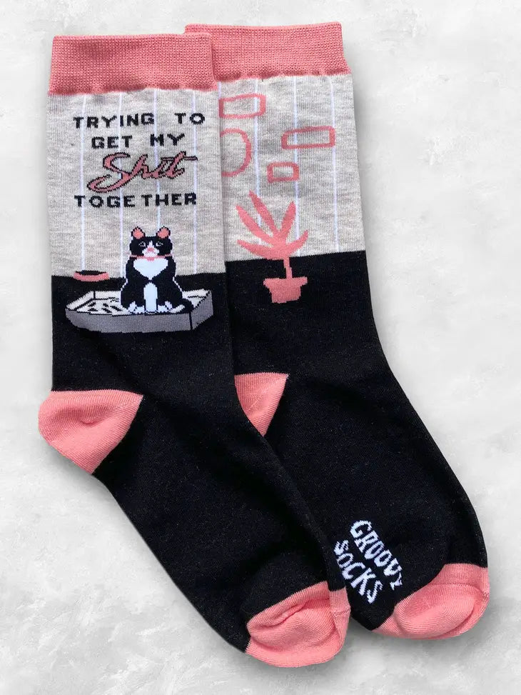 Trying To Get My Shit Together - Women's Crew Socks - Mellow Monkey
