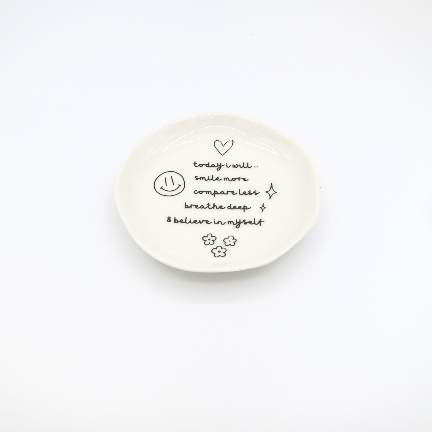 Today I Will Smile More - Round Trinket Tray - Mellow Monkey