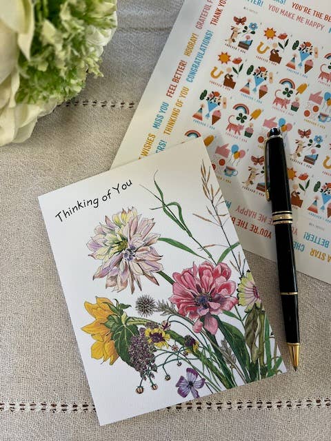 Thinking of You Bouquet - Greeting Card - 5.5-in - Mellow Monkey