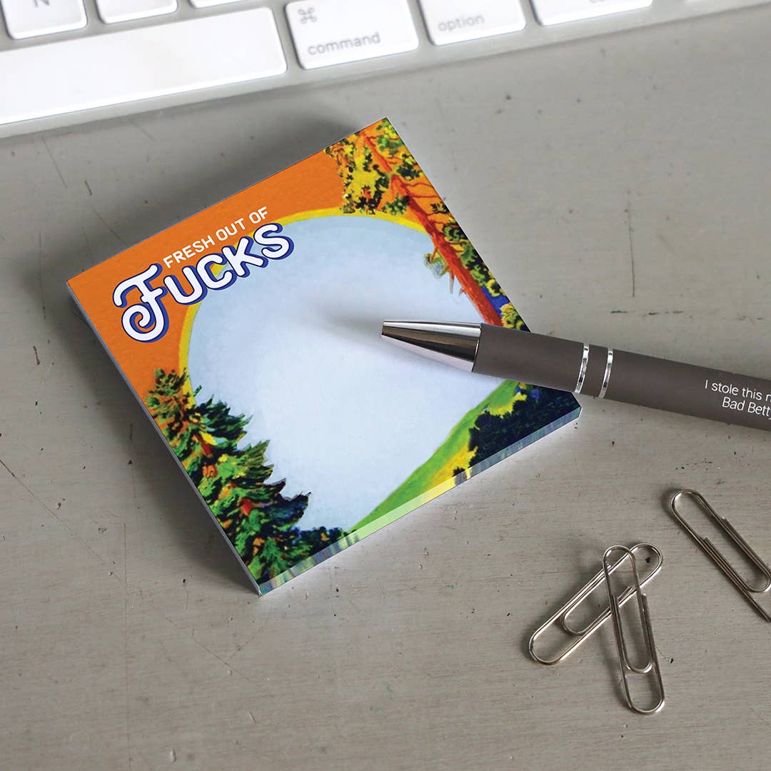 Fresh Out of Fucks - Funny Sarcastic Sticky Note Pad - Mellow Monkey
