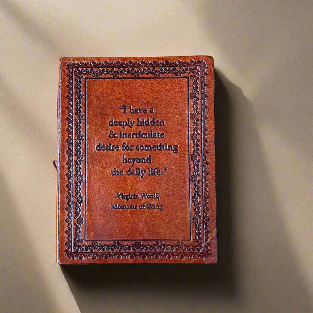 Virginia Woolf Leather Journal - "Desire Beyond Daily Life" Quote - Mellow Monkey