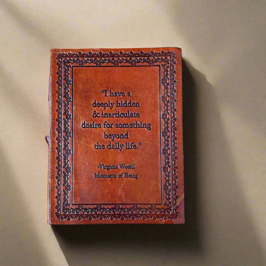 Virginia Woolf Leather Journal - "Desire Beyond Daily Life" Quote - Mellow Monkey