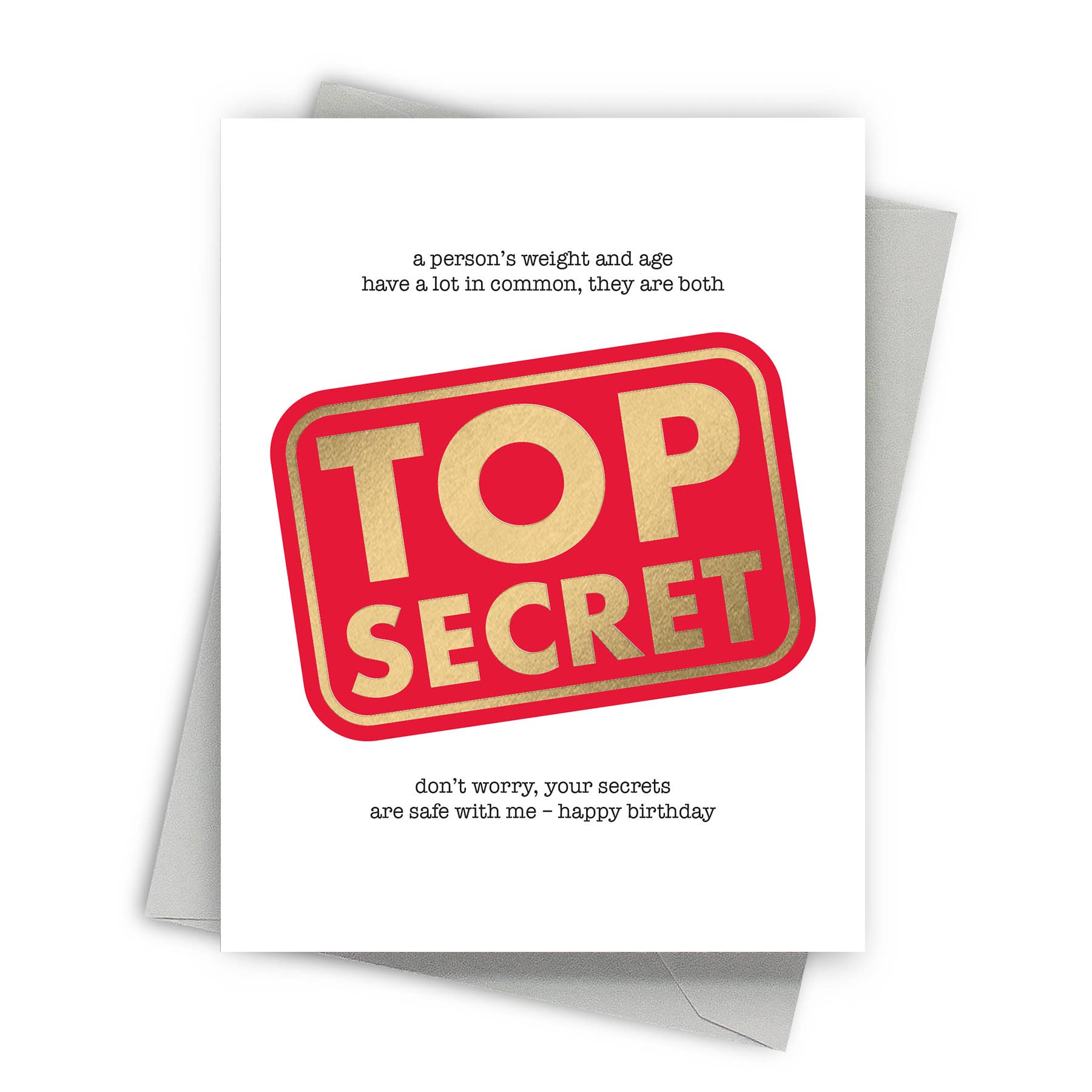Top Secret Funny Birthday Card – Foil-Pressed - Mellow Monkey