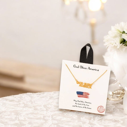 God Bless America Print Necklace - 18k Gold Dipped - Mellow Monkey