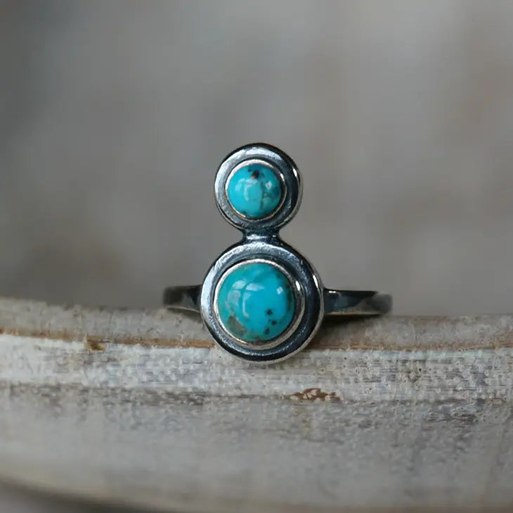 Arc Turquoise Adjustable Ring - Sterling Silver - Mellow Monkey