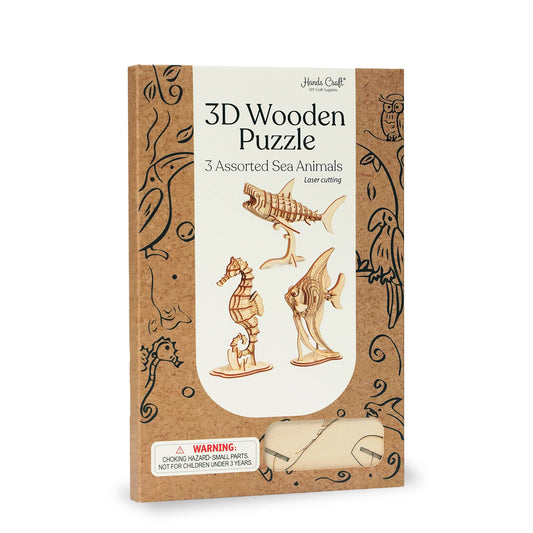 3D Laser Cut Wooden Puzzle Bundle Pack: Sea Animals - Mellow Monkey