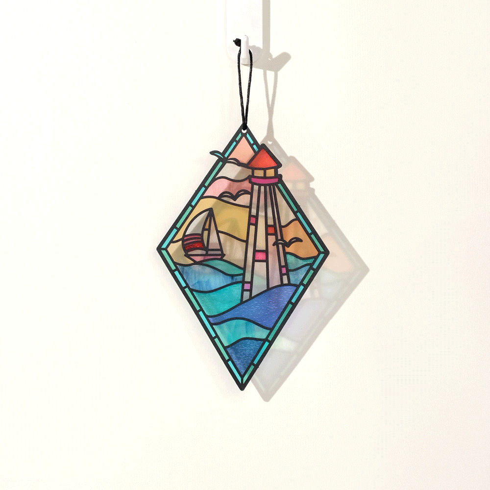 Sunshine and Sea Breezes Lighthouse Suncatcher Card - Mellow Monkey