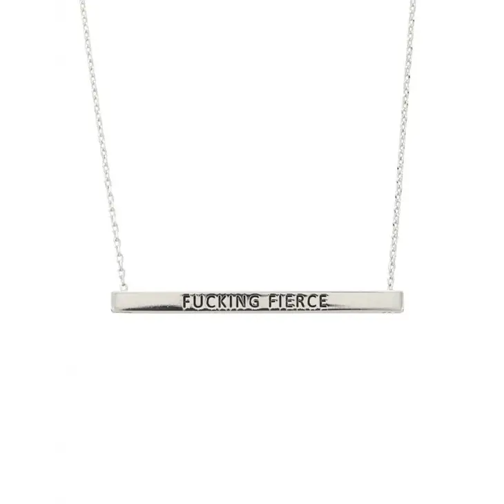 Fucking Fierce - Brass Bar Necklace With Saying - Mellow Monkey