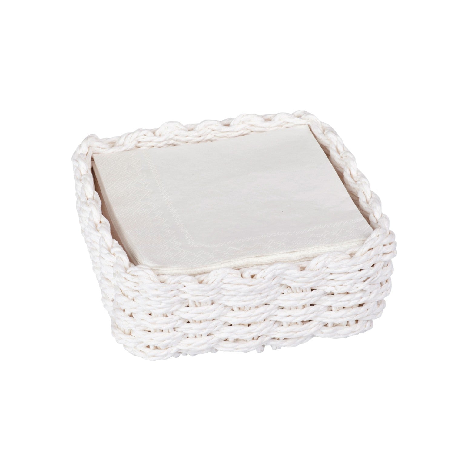 White Paper Cocktail Napkin Paper Woven Caddy - Paper Weave - Mellow Monkey