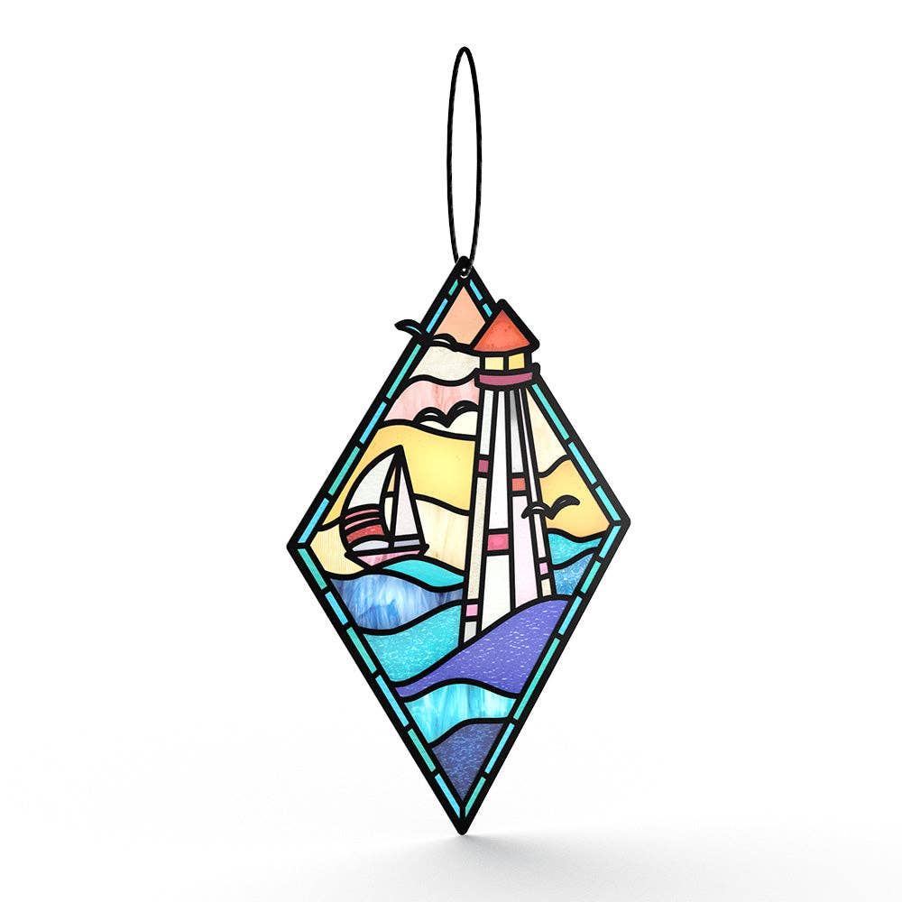 Sunshine and Sea Breezes Lighthouse Suncatcher Card - Mellow Monkey