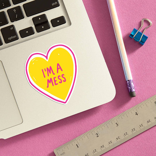 I'm a Mess Heart Die Cut Decal