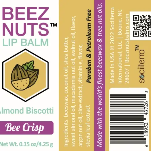 Almond Biscotti - Beez Nuts Beeswax and Tree Nut Oil Lip Balm - Mellow Monkey