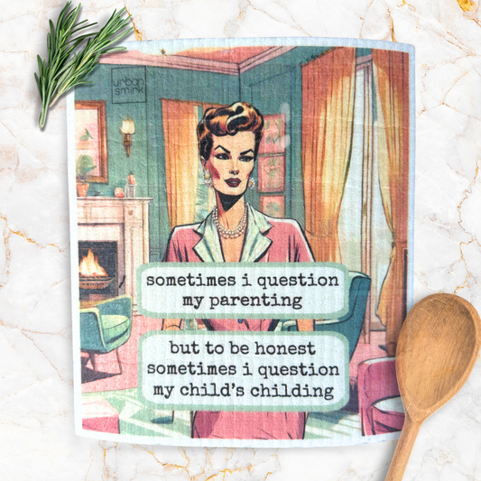 Funny Mom Vintage Swedish Dishcloth  - Question My Parenting - Mellow Monkey