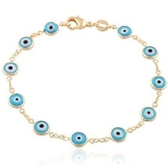 Evil Eye - 18K Gold Plated Mini Bracelet - 6-Inch - Mellow Monkey