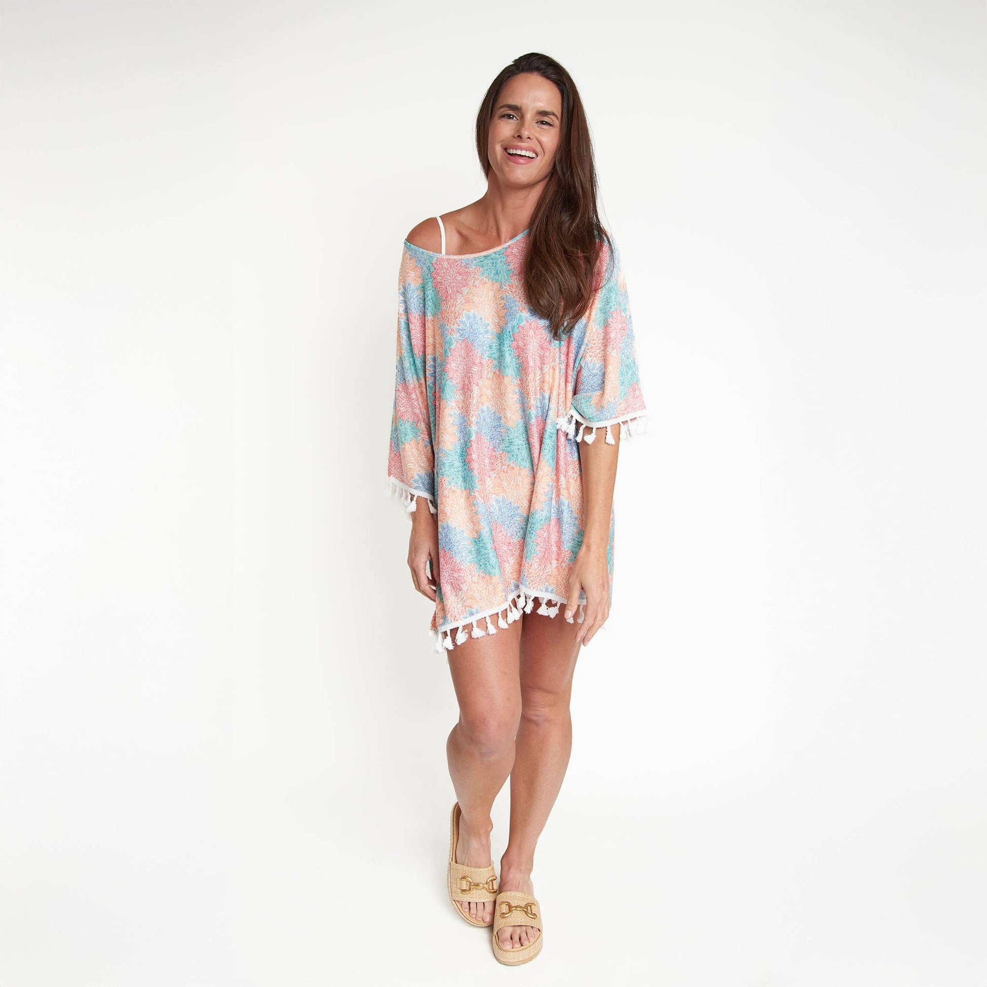 Elsie Fire Mandala One Size Fringe Swim Beach Cover Up - Mellow Monkey