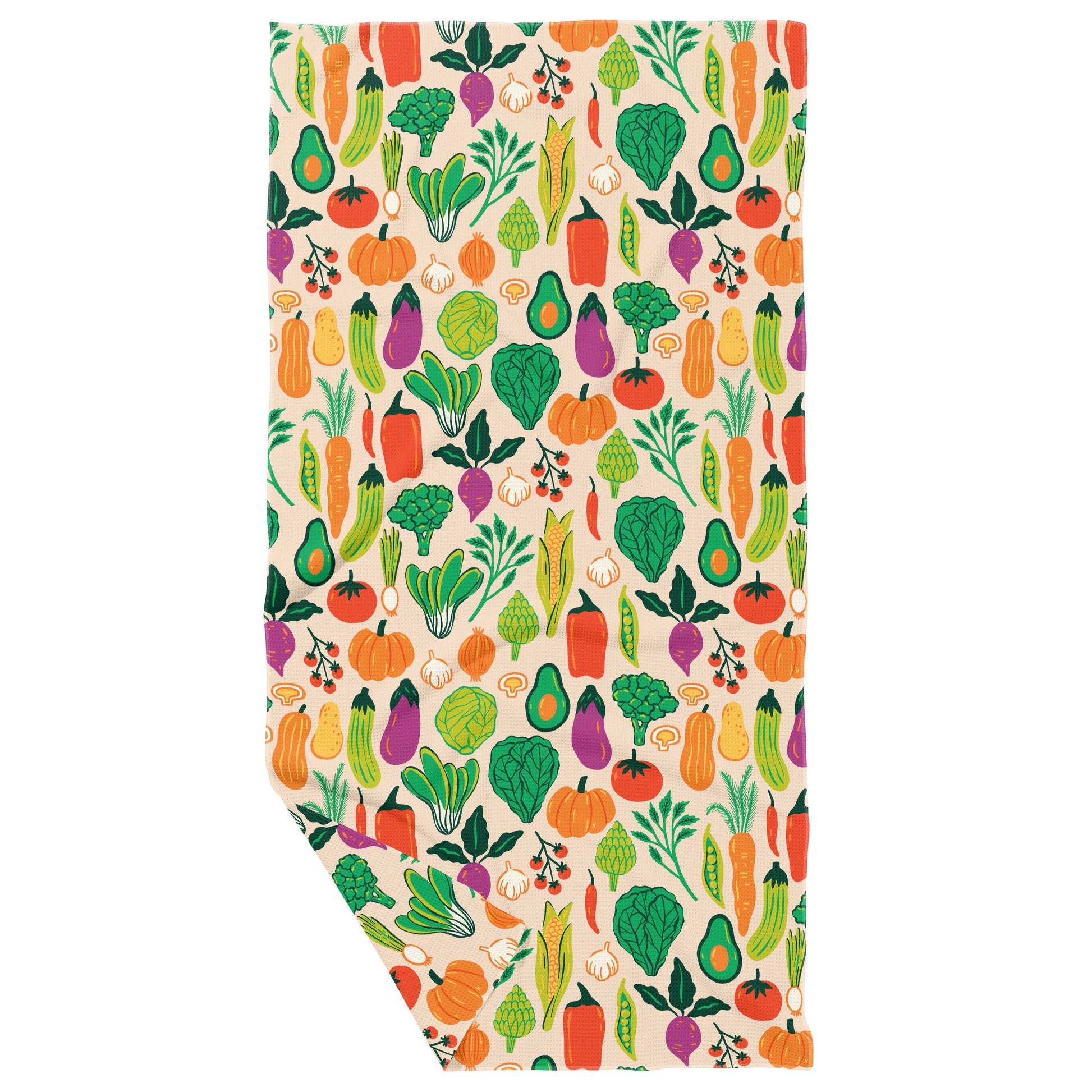 Retro Veggies - Double Sided Waffle Dish Towel - Mellow Monkey