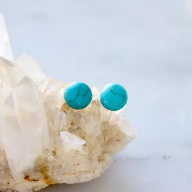 Howlite and Gold Stud Earrings - Mellow Monkey