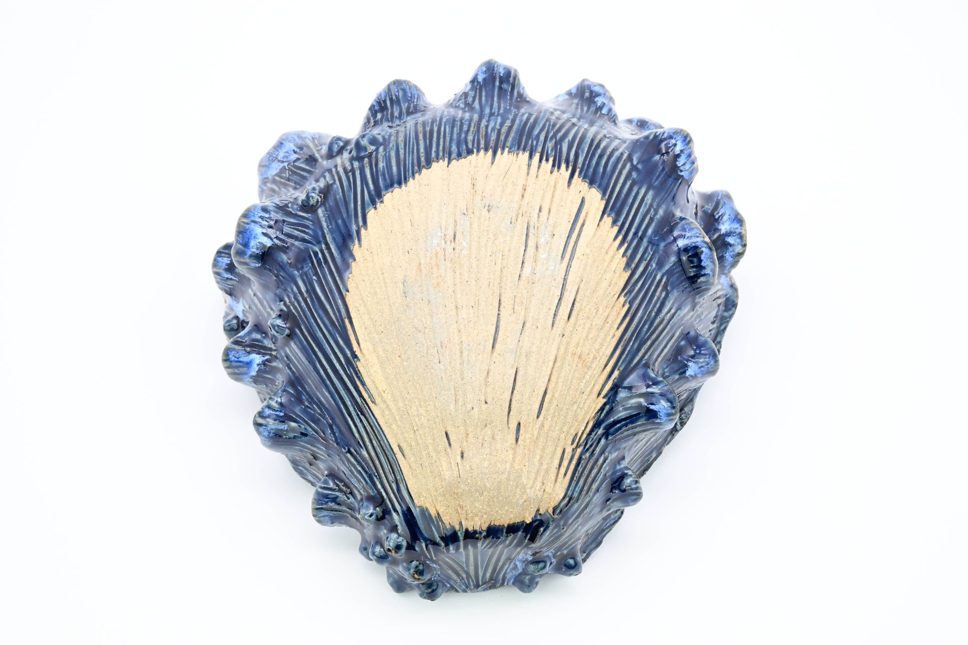 Giant Clam Ceramic Vase with Blue Effect - 9.5 x 8.9 x 4.6-in - Mellow Monkey