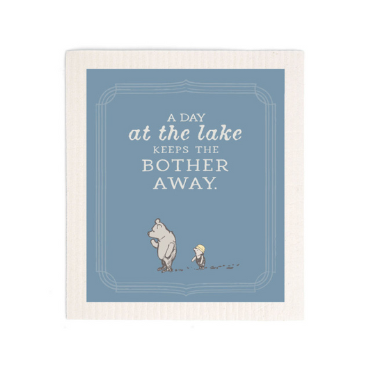 Day at the Lake - Winnie the Pooh Themed Swedish Dishcloth - Mellow Monkey