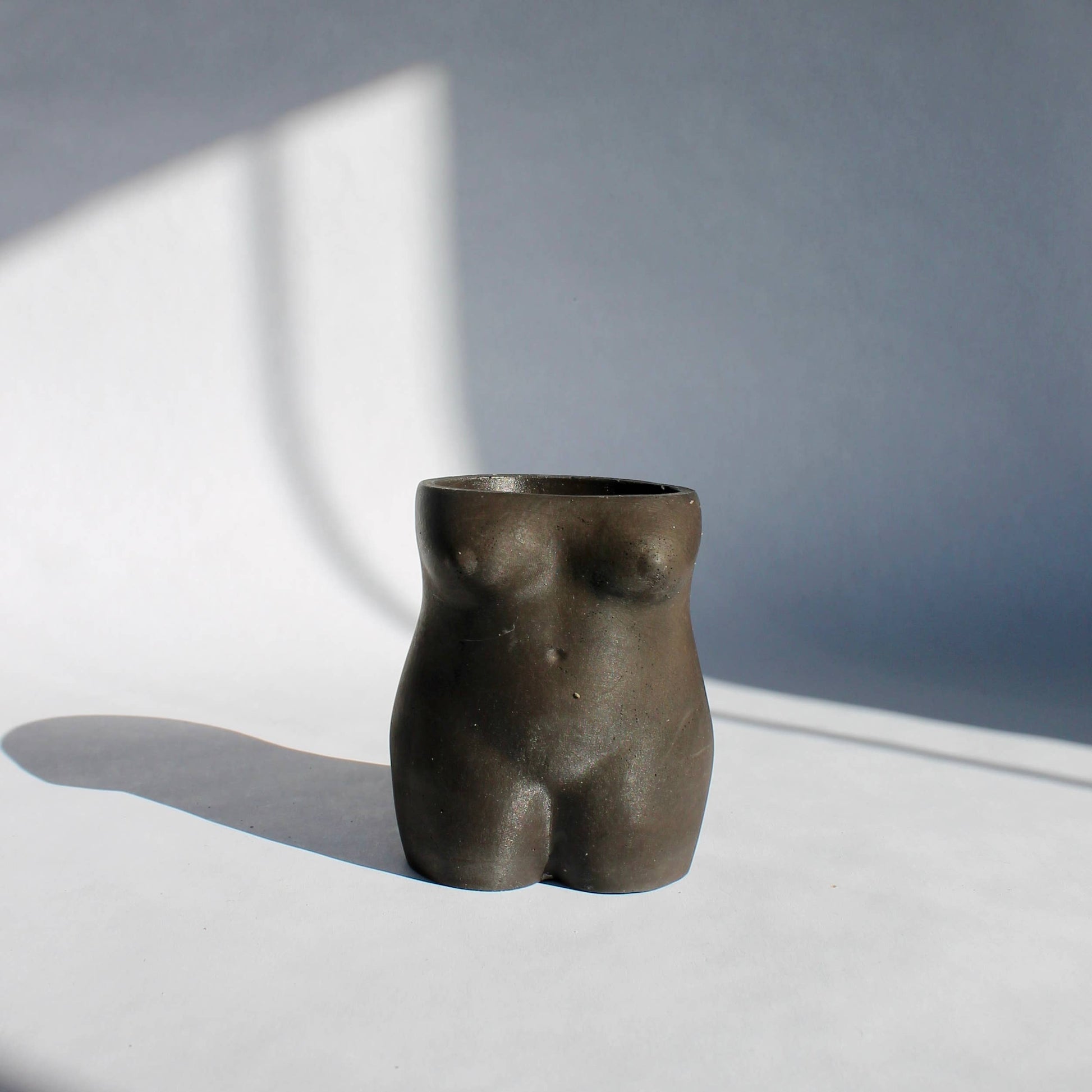 Concrete Female Body Vase in Black - 3.5-in - Mellow Monkey