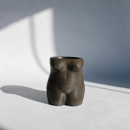 Concrete Female Body Vase in Black - 3.5-in - Mellow Monkey