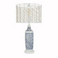 Nantucket Blue-White Mosaic & Rattan Table Lamp - 25-in - Mellow Monkey