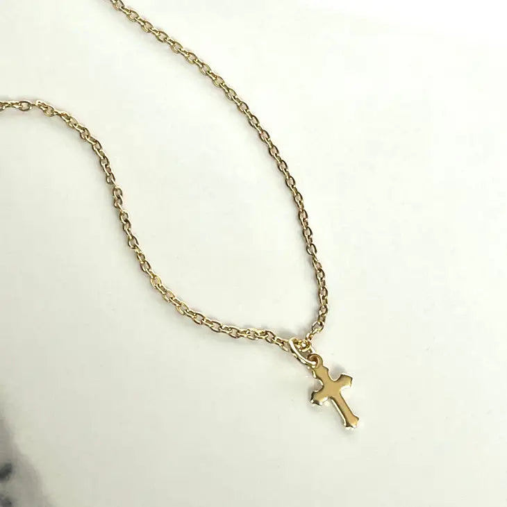 Gold Cross Charm Necklace - 18" - Mellow Monkey