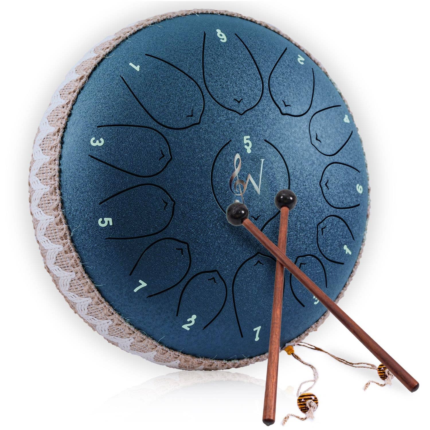 Steel Tongue Drum - 13 Note Rain Drum - 12-in - Navy Blue - Mellow Monkey