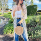 Ivory Floral Printed Crochet Maxi Kimono Cardigan - Mellow Monkey