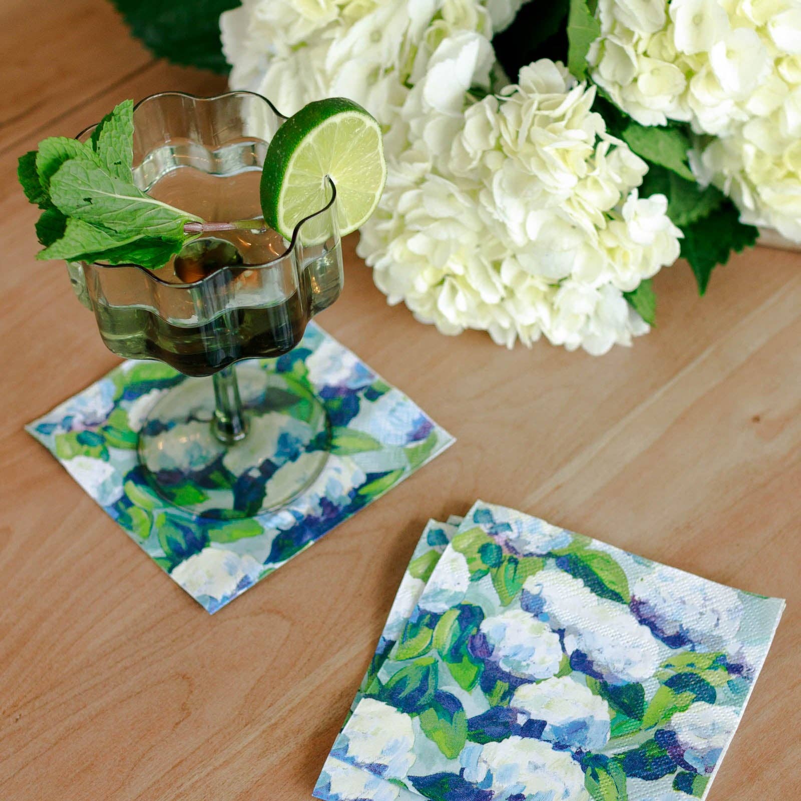 Hydrangea Cocktail Napkins (Set of 20) - Kim Hovell Art - Mellow Monkey