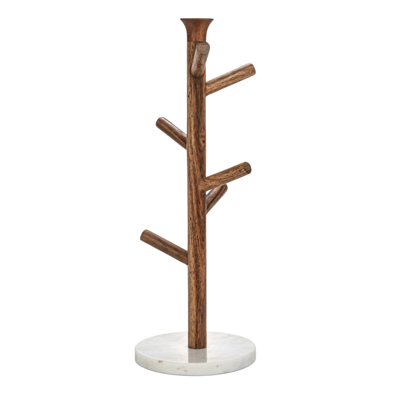 Mango Wood & Marble Mug Rack - 17-in - Mellow Monkey