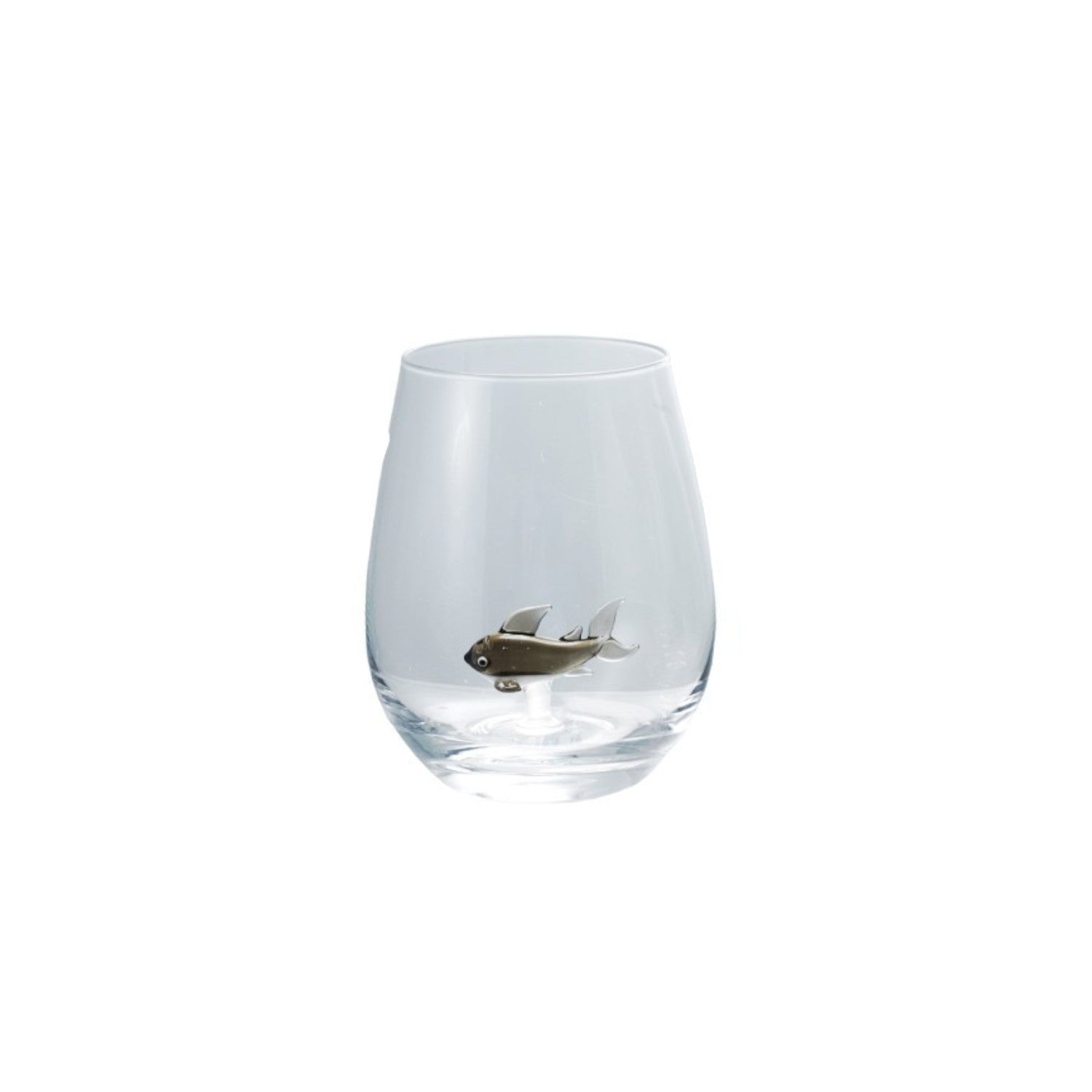 Shark - Stemless Wine Glass with Hand-Blown Figure Inside - 18-oz - Mellow Monkey