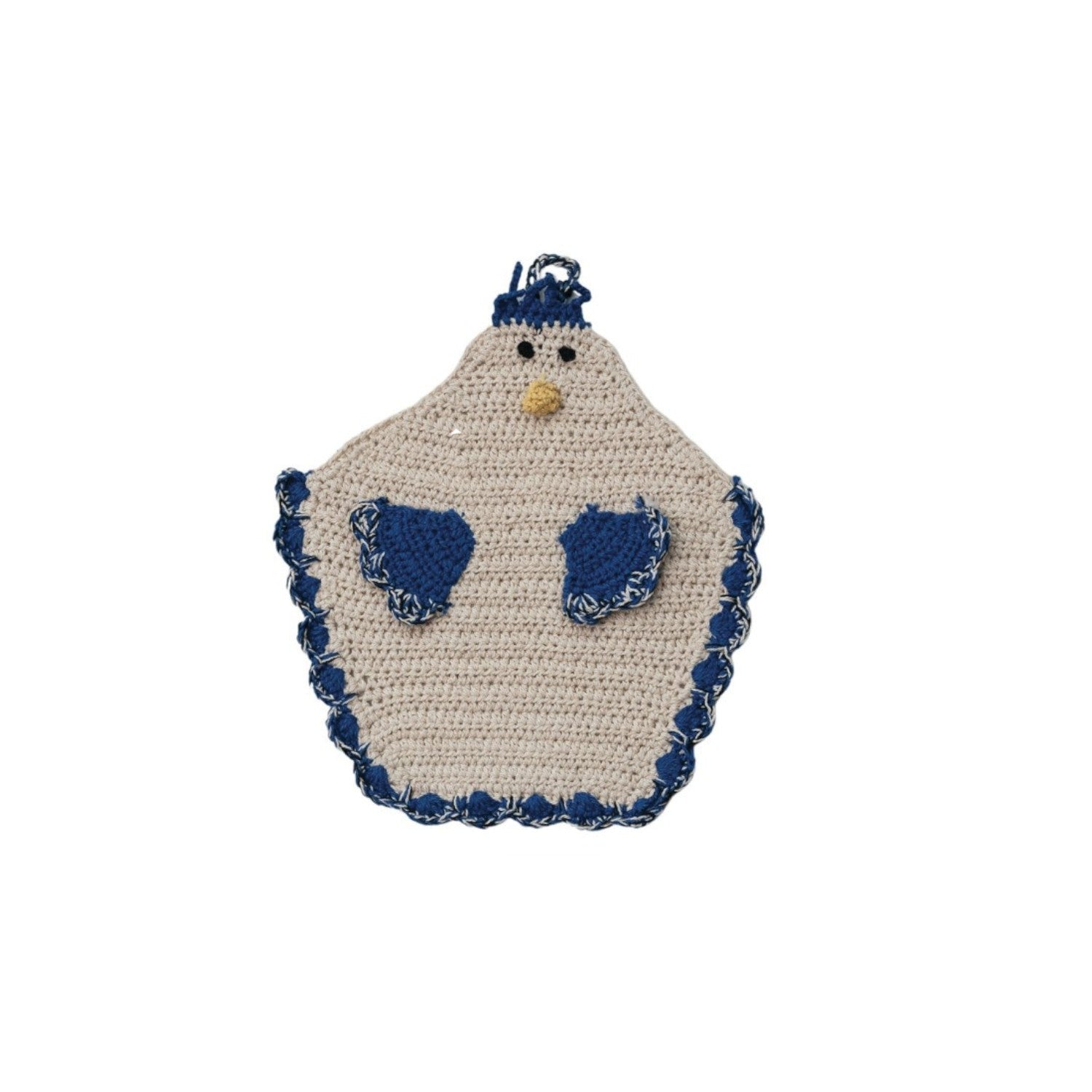 Cotton Crocheted Chicken Shaped Pot Holder with Loop - Mellow Monkey