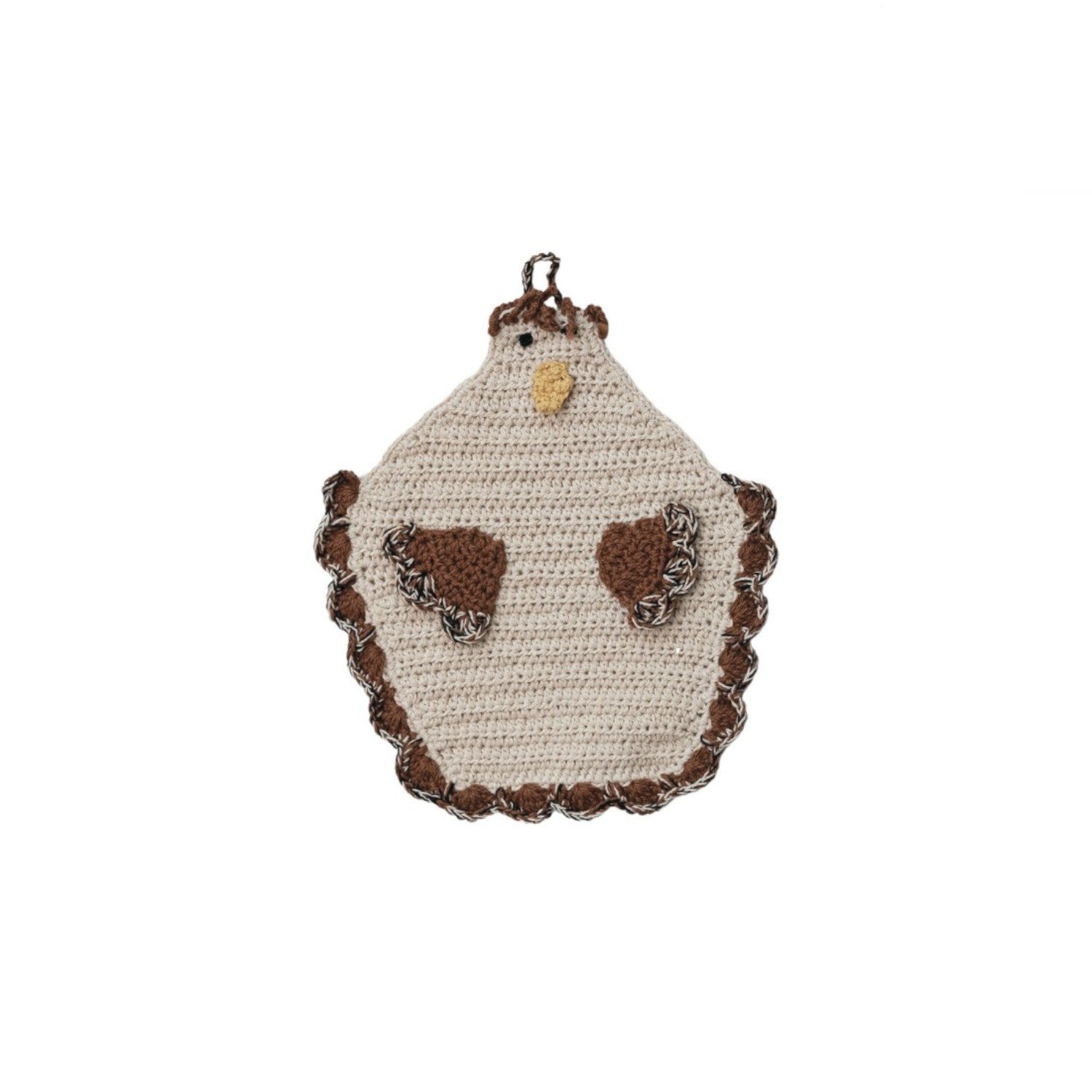 Cotton Crocheted Chicken Shaped Pot Holder with Loop - Mellow Monkey
