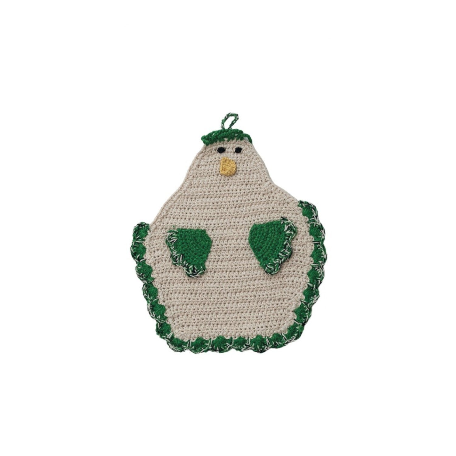 Cotton Crocheted Chicken Shaped Pot Holder with Loop - Mellow Monkey
