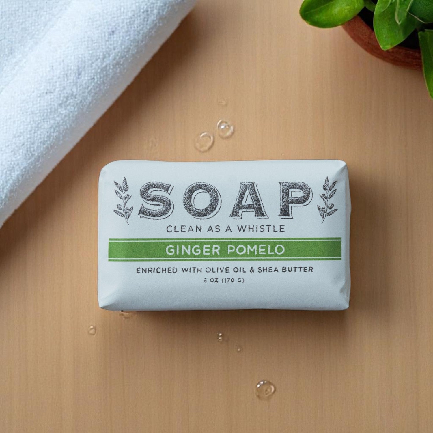 Ginger Pomelo Scented Olive Oil & Shea Butter Milled Bar Soap - Mellow Monkey