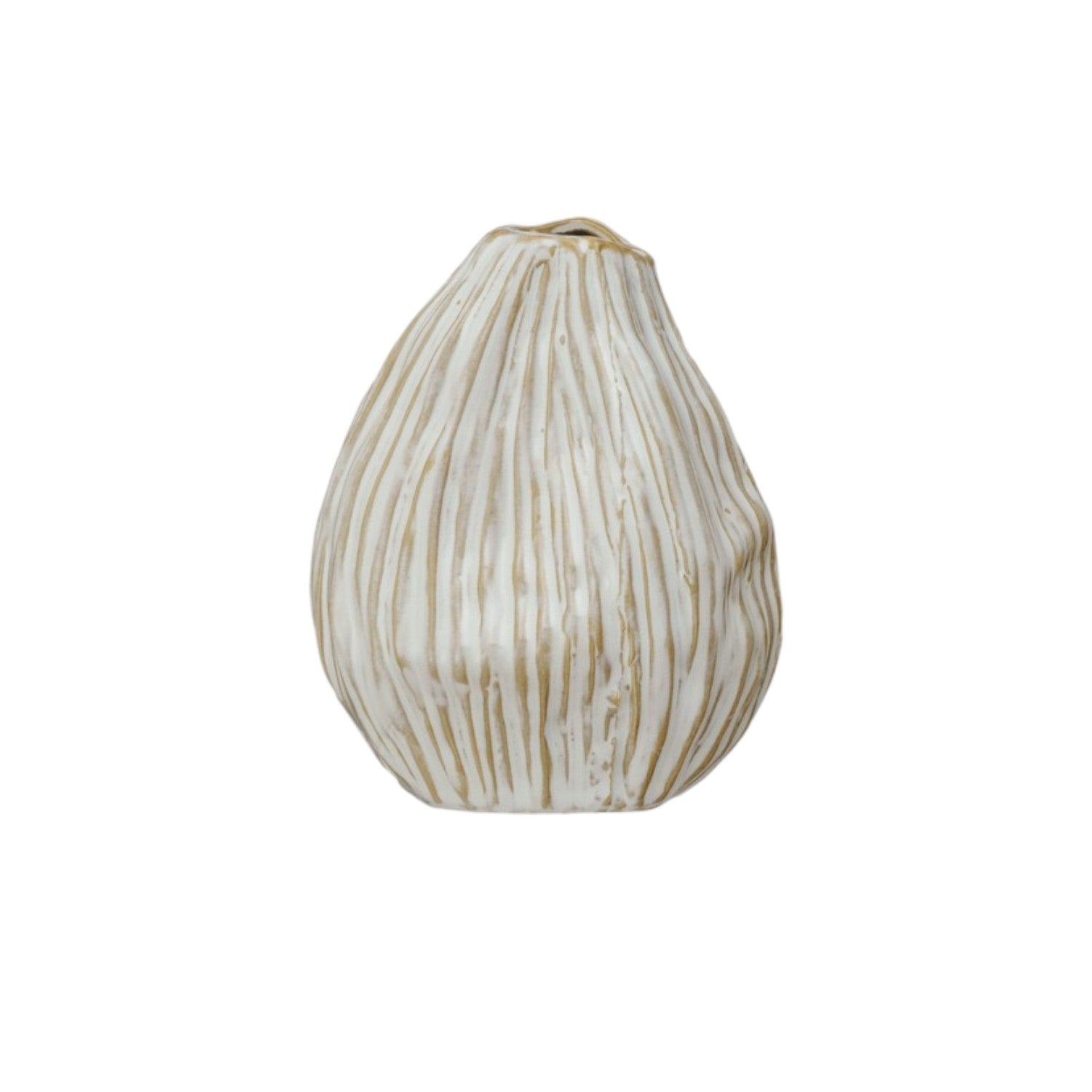 Stoneware Pleated Organic Shaped Vase - Mellow Monkey