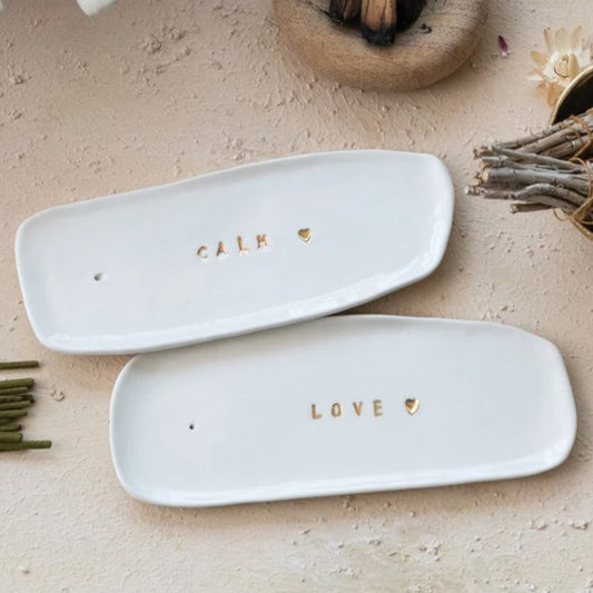 Stoneware Incense Holder with Gold Electroplating - Mellow Monkey