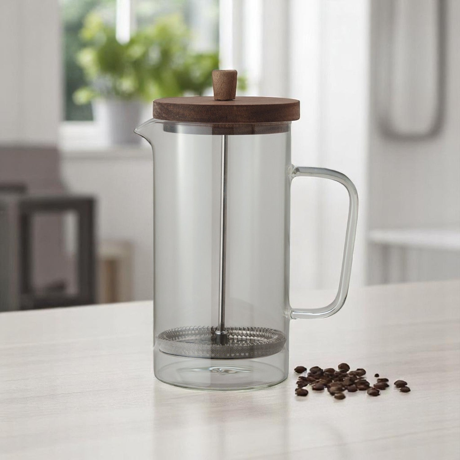 French Press Coffee Maker w/ Acacia Wood Lid - Mellow Monkey