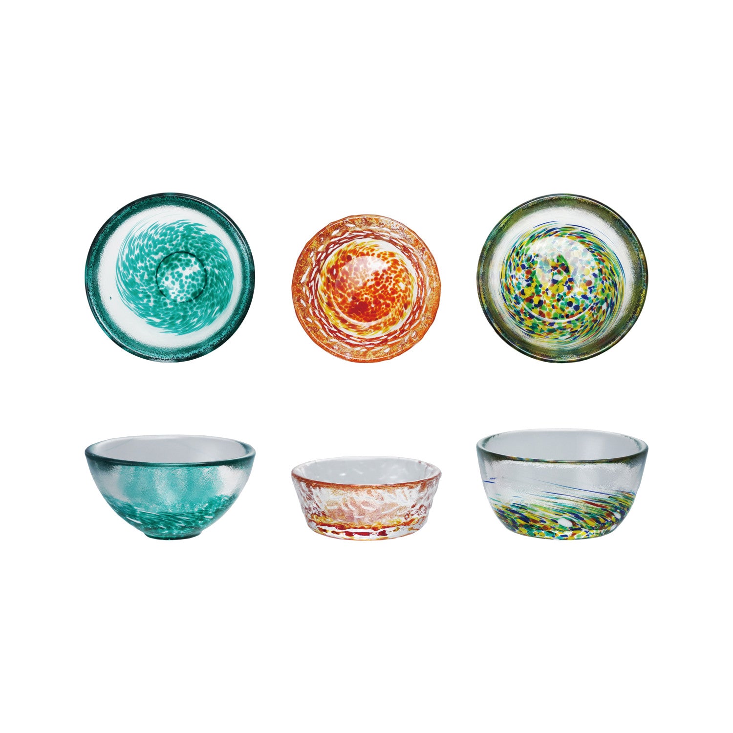 Hand-Blown Recycled Confetti Glass Pinch Pot, 3 Styles