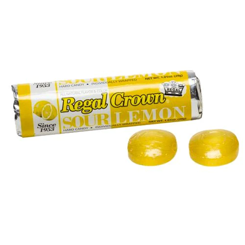 Vintage Regal Crown Sour Lemon Individually Wrapped Candy 1.01-oz - Mellow Monkey