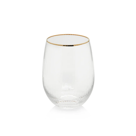 Optic Stemless All-Purpose Glass With Gold Rim - Mellow Monkey