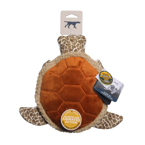 Plush Animated Sea Turtle Plush Dog Toy with Squeaker - 10-in - Mellow Monkey