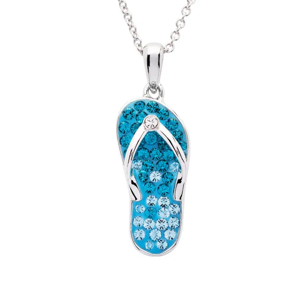 Aqua Flip Flop Pendant Necklace in Sterling Silver - Mellow Monkey