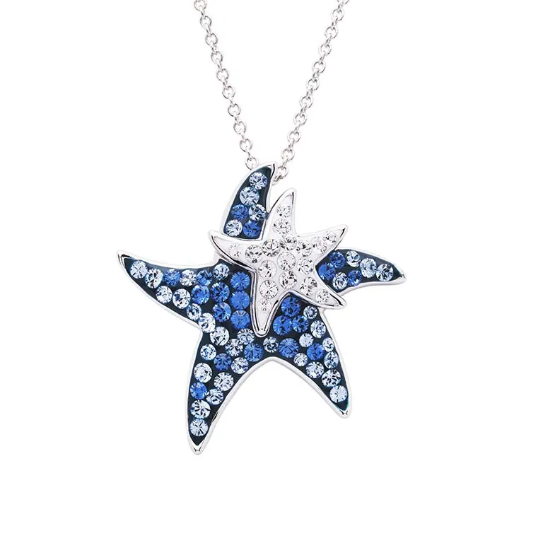 Aqua Mom & Baby Starfish Pendant Necklace - Mellow Monkey