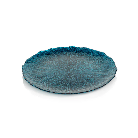 North Shore Azure Blue Glass Plate - 11 in. - Mellow Monkey