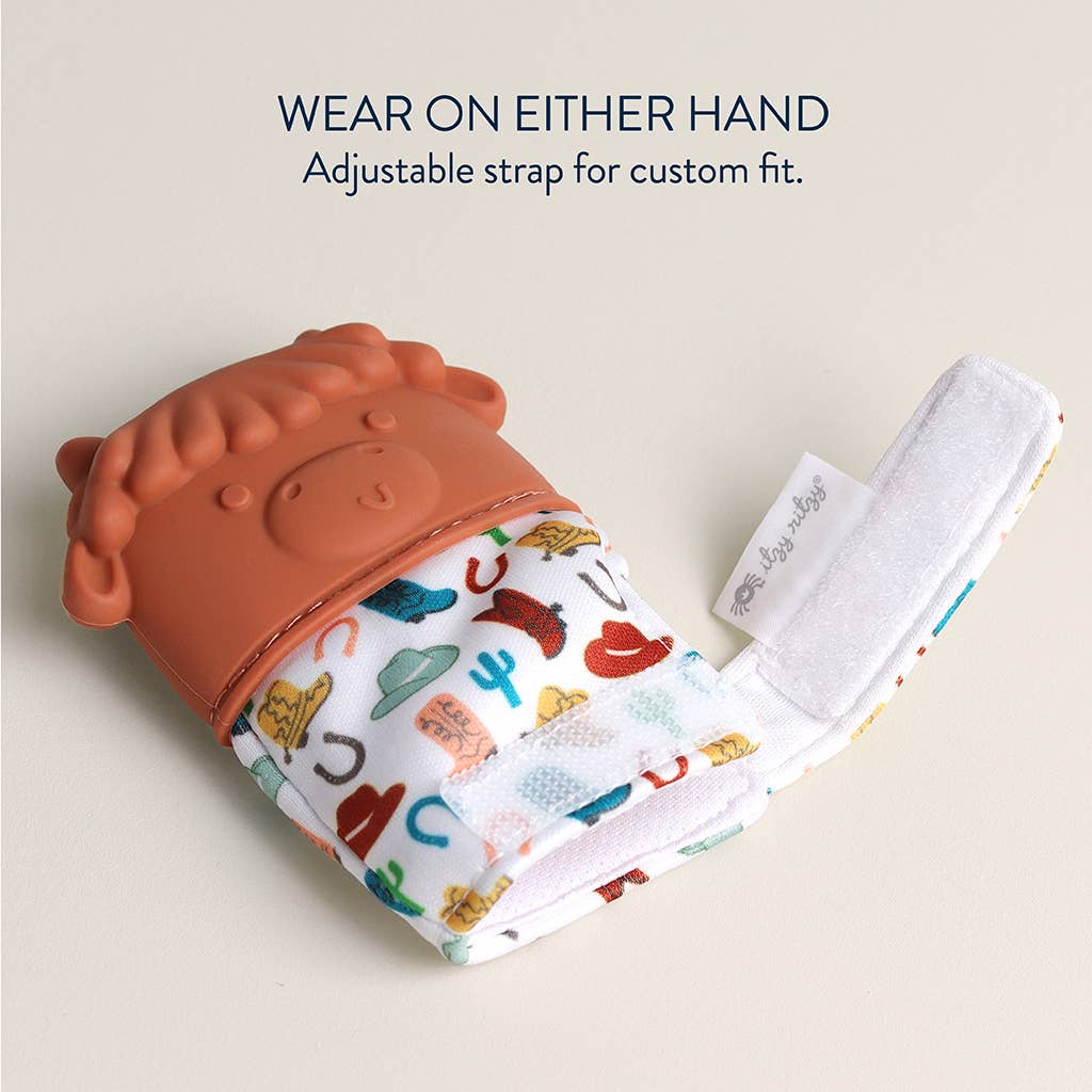 Itzy Mitt™ Silicone Teething Mitts: Highland Cow for Infant - Mellow Monkey